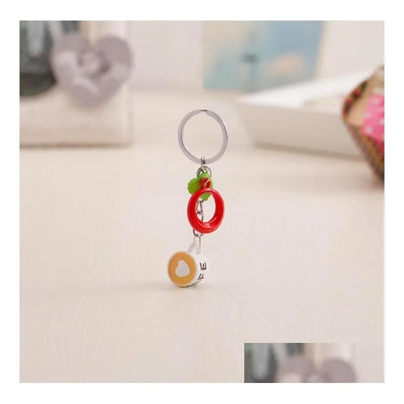  ship cute teacup resin coffee cup car pendant keychain gifts key rings gskr118 mix order 20 pieces a lot keychains