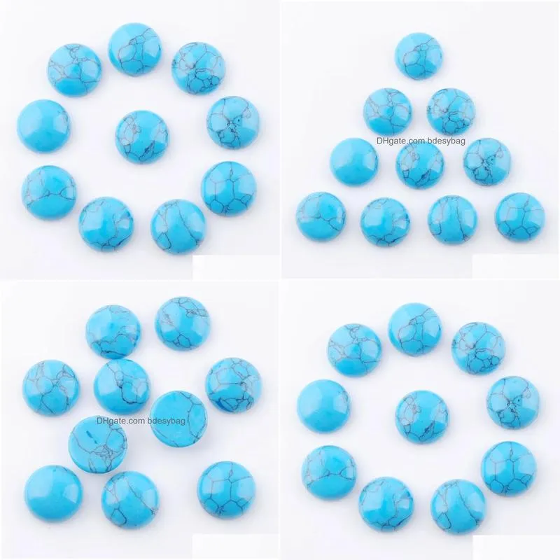 natural stone turquoises cabochon 12mm for jewelry making flat back fit round cameo stud earring accessories craft u3255