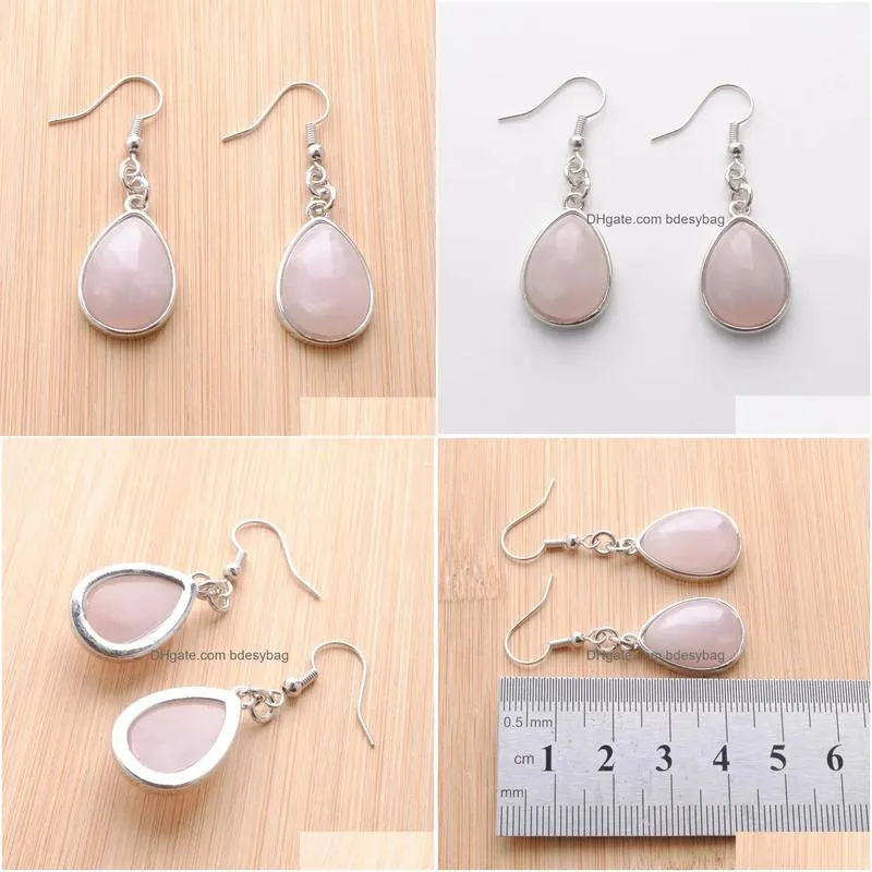 women dangle chandelier earrings natural rose quartzs gem stone teardrop bead reiki healing earrings bohemian jewelry r3178