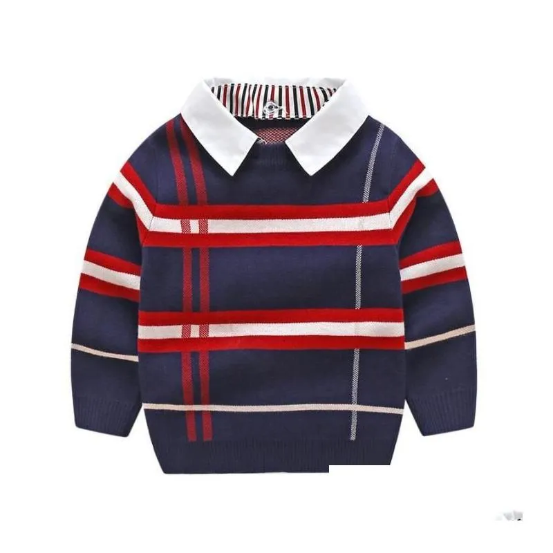 2021 autumn winter boys sweater knitted striped sweater toddler kids long sleeve pullover children fashion sweaters clothes