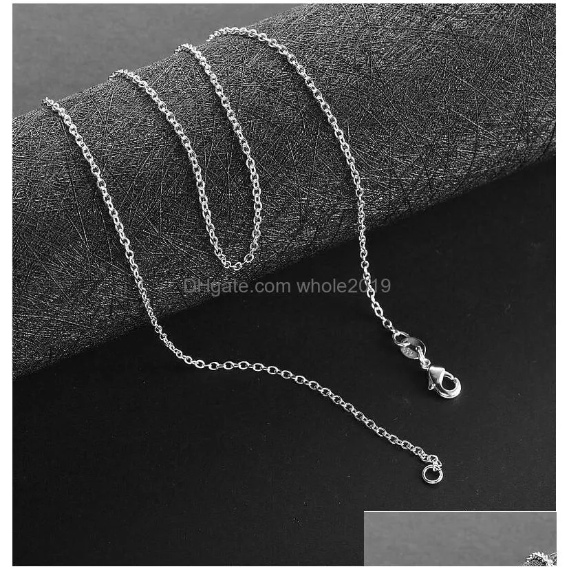 925 sterling silver plated thin chains necklaces for woman lobster clasps smooth chain statement jewelry size 1mm 16 18 20 22 24 inch