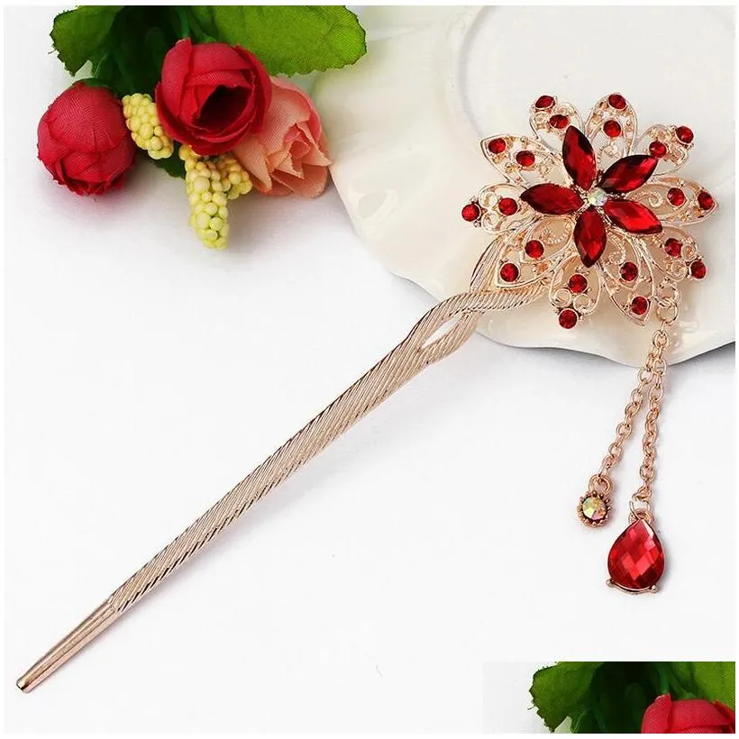  gift hairpin classic retro style hairpin tassel step rock drill decoration costume headdress fz014 mix order 20 pieces a lot