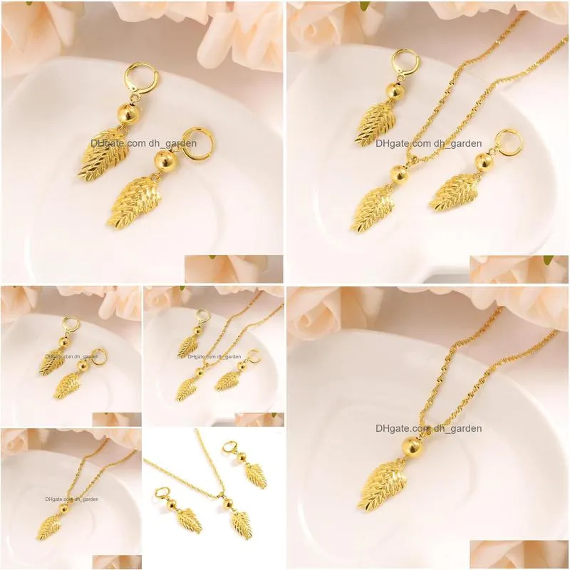 necklace earrings set gold earring women party gift leaf daily wear mother wedding bridaldiy charms girls