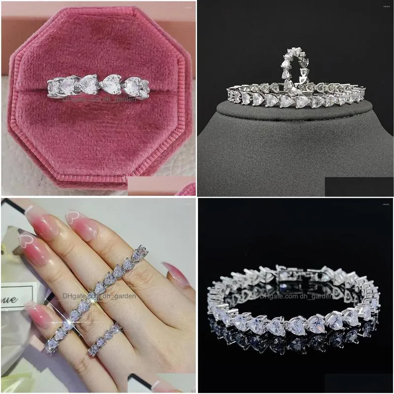 necklace earrings set 2pcs pack silver color bride jewelry promise ring stud earring pendant party gift for women j8001