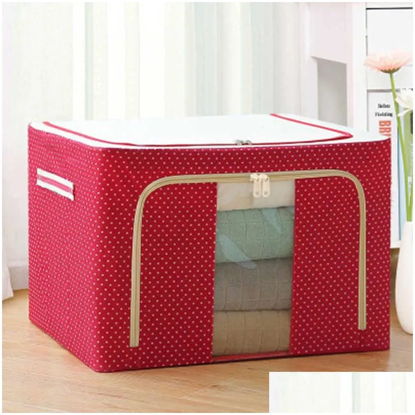 oxford cloth clothes steel frame transparent storage box bed sheet blanket pillow shoe rack container foldable case 210922