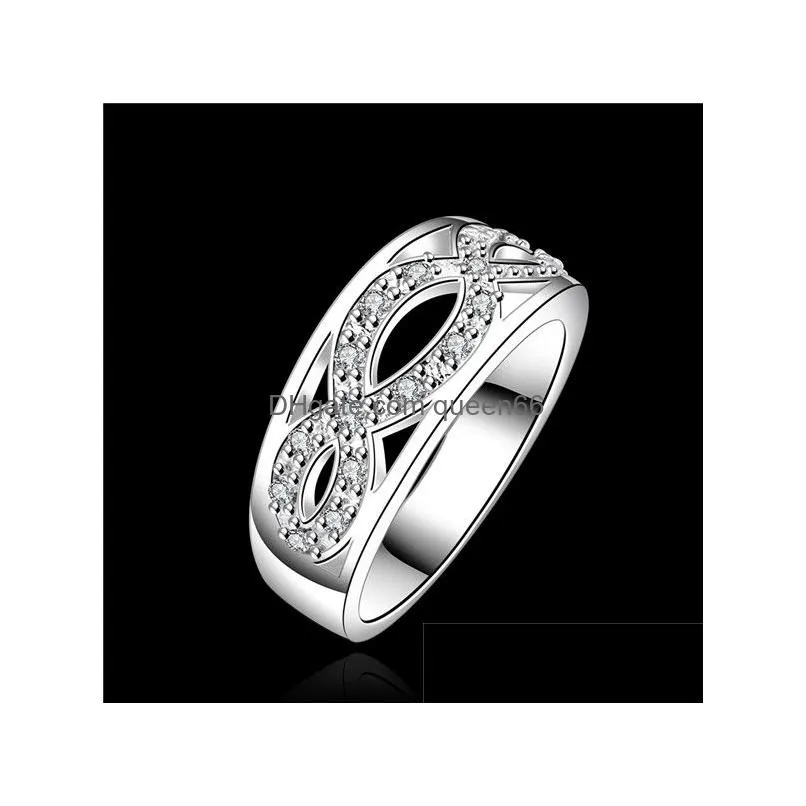 925 silver ring 8 words ring inlaid stone gssr614 factory direct sale brand fashion sterling silver finger ring