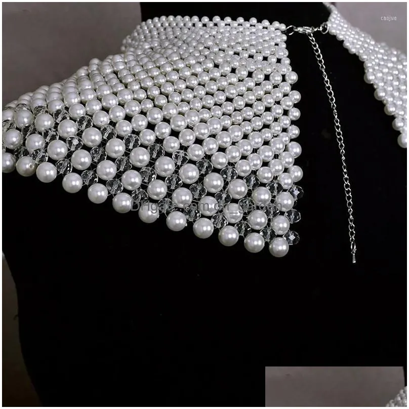 chains nsy womens pearl body shawl fashion shoulder necklaces tops chain wedding dress pearls jewelries