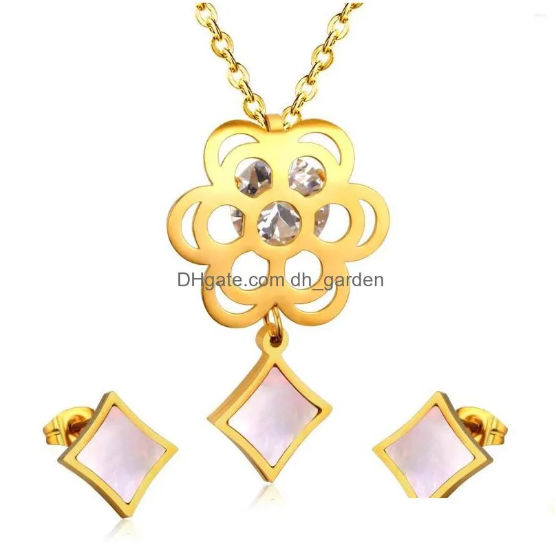 necklace earrings set luxusteel mujer bijoux heart shape pendant earring sets stainless steel fashion jewelry party wedding