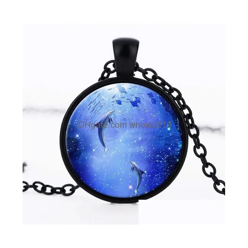 best gift creative time gem necklace 3d  glass pendant sweater chain hot wfn378 with chain mix order 20 pieces a lot