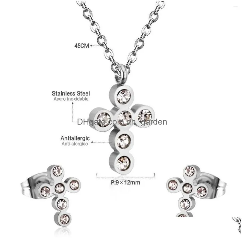 necklace earrings set luxukisskids stainless steel crystal dubai wedding bridal cross butterfly earring women/men jewelry