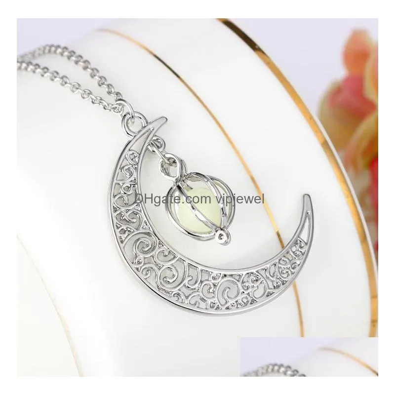  luminous beads moon pumpkin pendant necklace christmas halloween gift wfn115 with chain mix order 20 pieces a lot