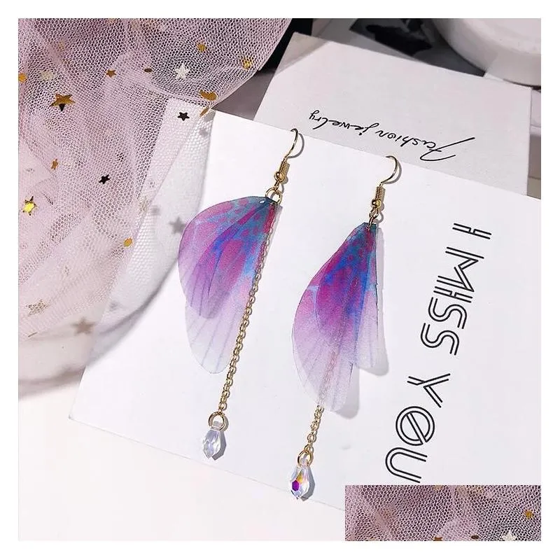 womens tulle butterfly wings charm earrings gsfe003 fashion gift national style women diy jewelry earring