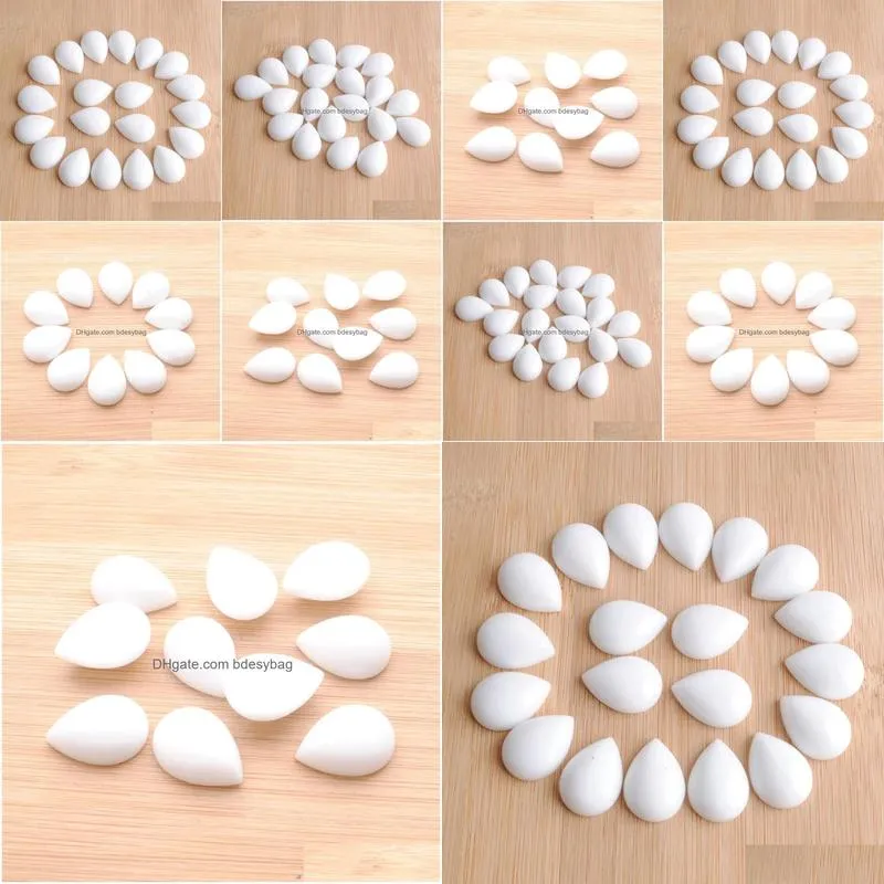 natural white jade gemstones teardrop 13x18mm cabochon no hole loose beads for diy jewelry making earrings bracelets necklace rings accessories