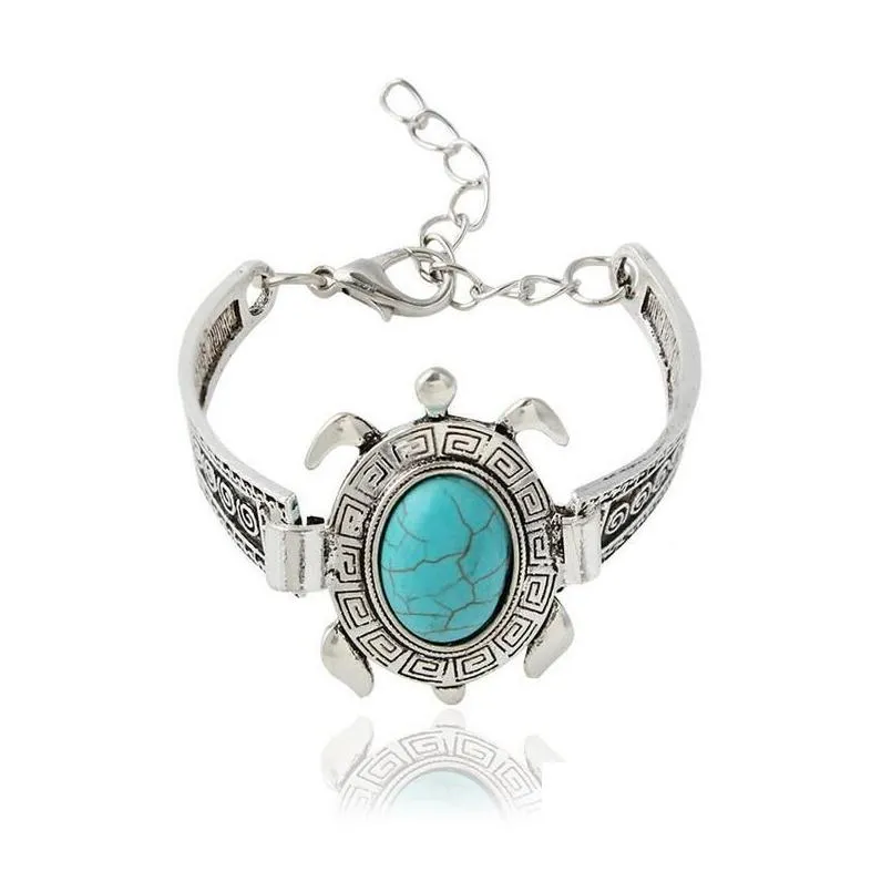 bohemian style owl retro turquoise bracelet animal bracelet gsfb273 mix order 20 pieces a lot charm bracelets