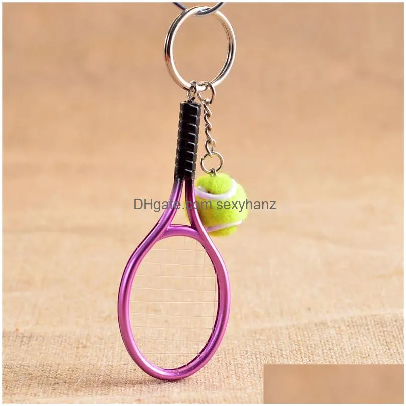  ship mini tennis tennis racket keychain creative gifts key rings gskr158 mix order 20 pieces a lot keychains