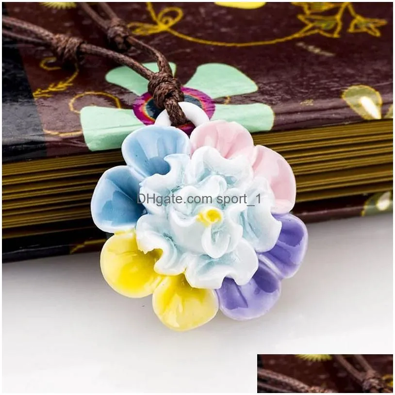 handsqueezed flower necklace sweater chain ethnic style retro gsfn490 with chain mix order pendant necklaces