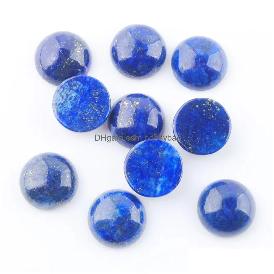 natural lapis lazul loose gemstones cabochon 12mm for jewelry making flat back fit round cameo stud earring accessories craft u3254