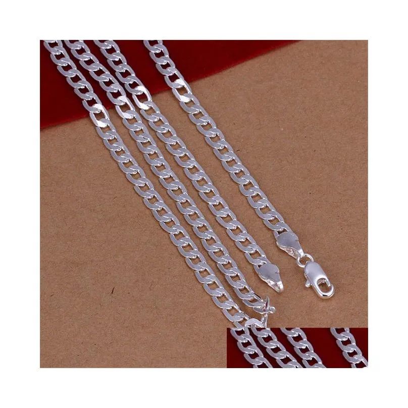 4mm mens sterling silver plated side chains necklace 1630 inches gssn132 fashion lovely 925 silver plate jewelry necklaces chain