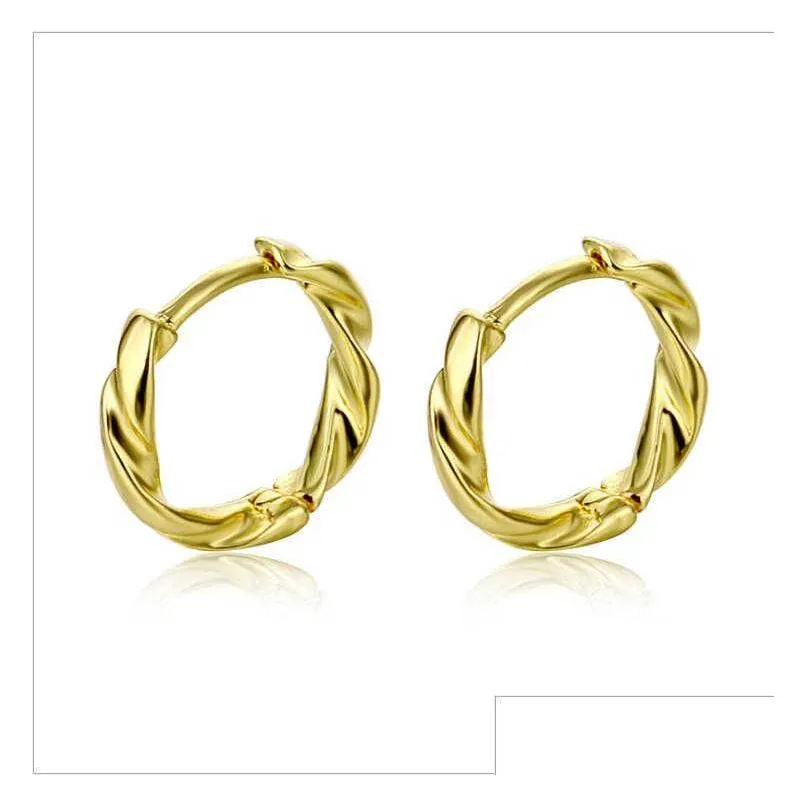 twisted twist round design 18k gold plated ear cuff earrings gsfe070 fashion style gift fit women diy jewelry earring