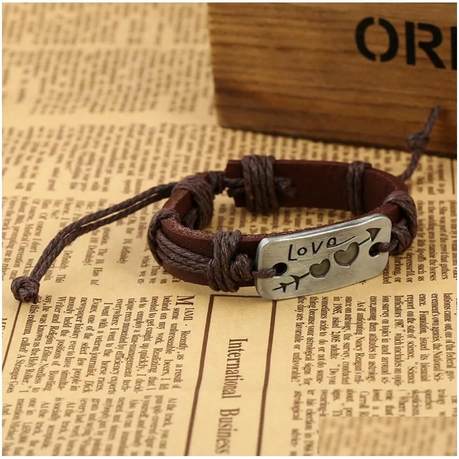 an arrow pierces the heart genuine leather bracelet lovers jewelry valentines day gift gsfb059 mix order 20 pieces a lot charm
