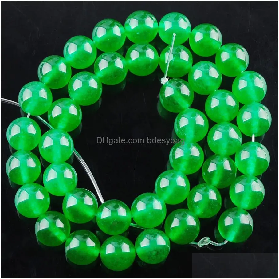 yowost natural green jade loose beads gemstone round 6mm 8mm 10mm spacer strand for making bracelets necklace jewelry accessories