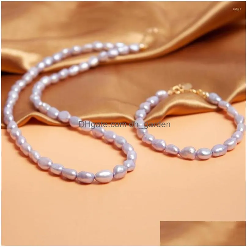 necklace earrings set handmade baroque pearl bracelet jewelry freshwater pearls women 15 colors fp069