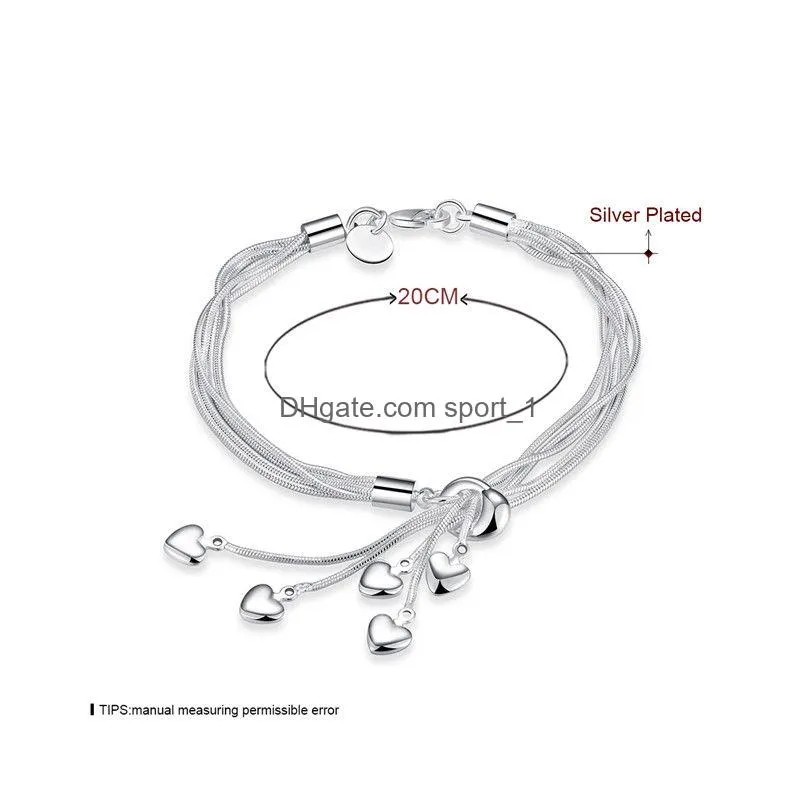 sterling silver plated tai chi hanging heart charm bracelet gssb067 fashion 925 silver plate jewelry bracelets