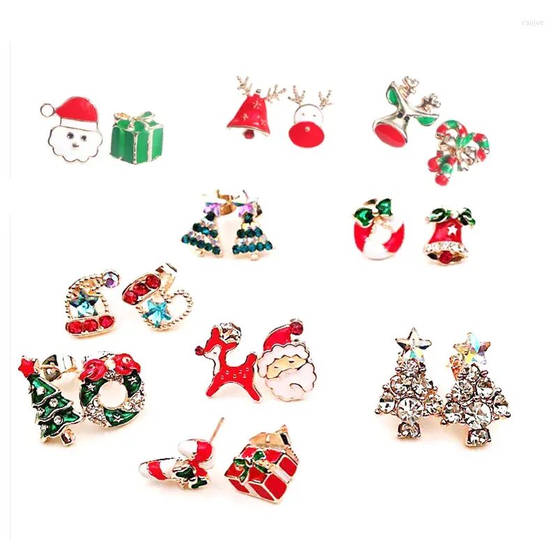 stud earrings cartoon christmas elk fashion tree snowman fawn gift ladies year jewelry wholesale