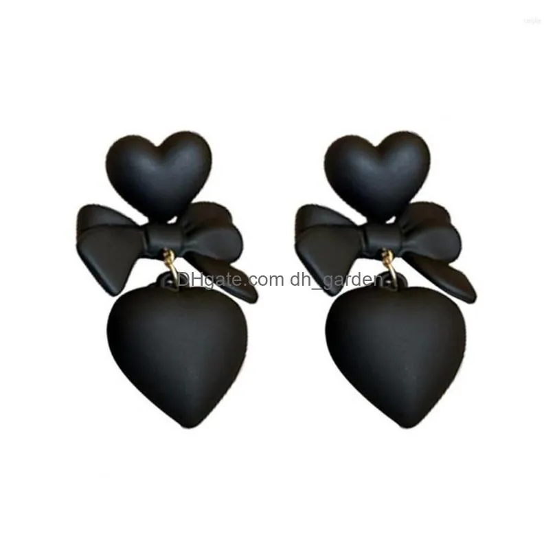 stud earrings 1 pair dangle fashion jewelry elegant gift love heart bowknot dangling