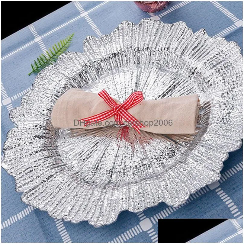 13 inch glass dinner plates creative snowflake shaped colorful lace fruit tray wedding christmas party tableware