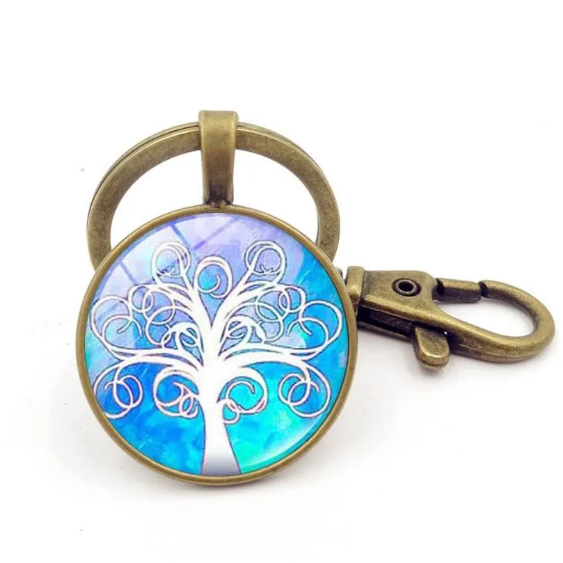 ship tree of life pendant keychain time gem gift key rings gskr235 mix order 20 pieces a lot keychains