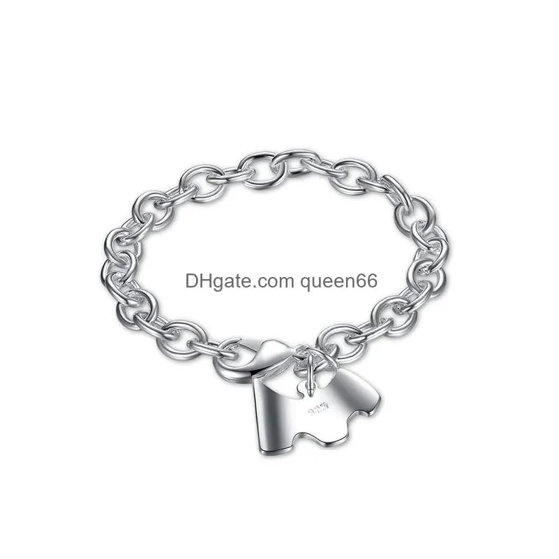 wedding dog brand rough 925 silver charm bracelets 8inchs gssb271 womens sterling silver plated jewelry bracelet