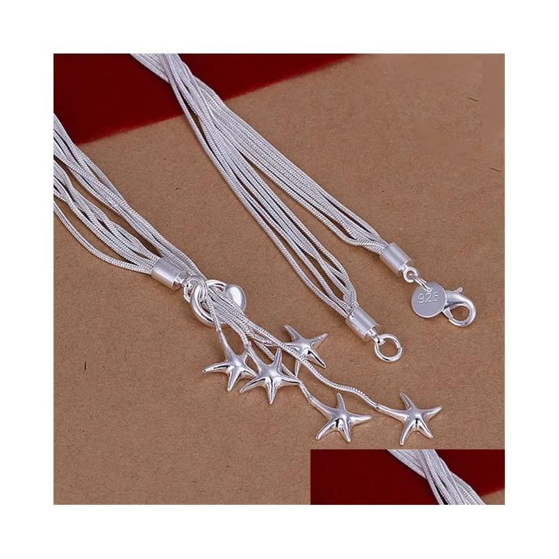 uni sterling silver plated tai chi hanging star chains necklace gssn91 fashion lovely 925 silver plate jewelry necklaces chain
