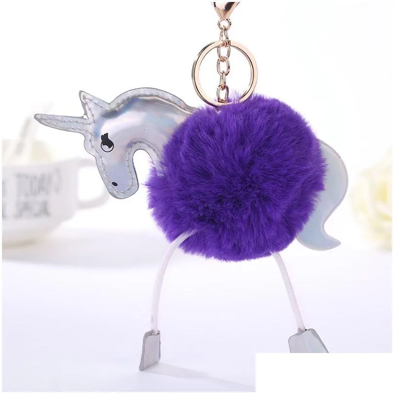 hair ball keychain pu leather bag pendant gift key rings mix order 20 pieces a lot keychains