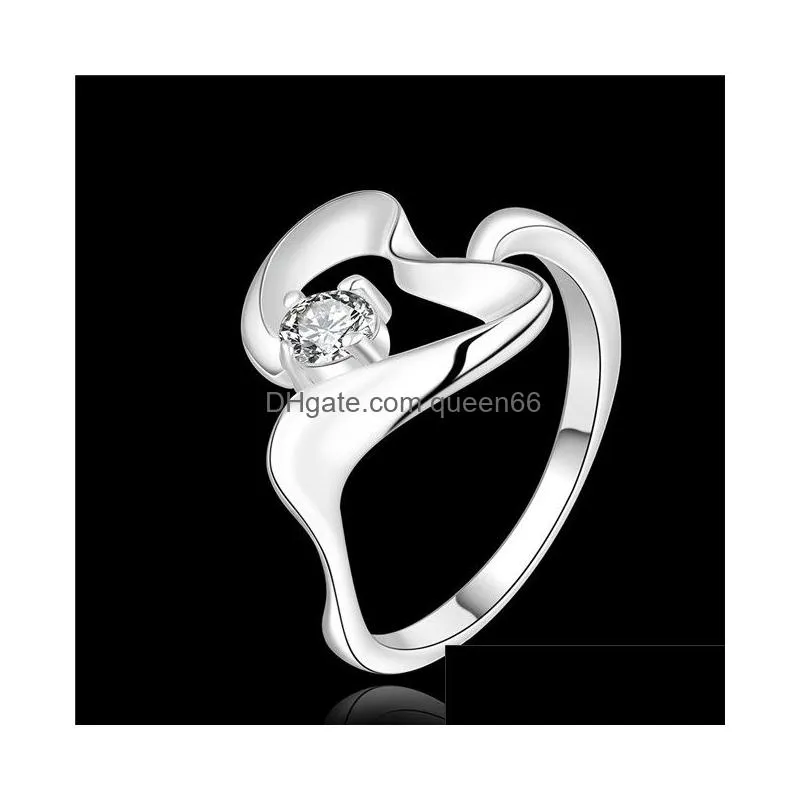 brand 925 silver ring stones wave heartshaped ship gssr468 factory direct sale fashion sterling silver finger rings