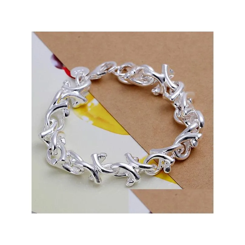 fireworks heart hollow sterling silver plated link chain bracelets 8 pieces mixed style gtb17 online for sale fashion womens 925 silver