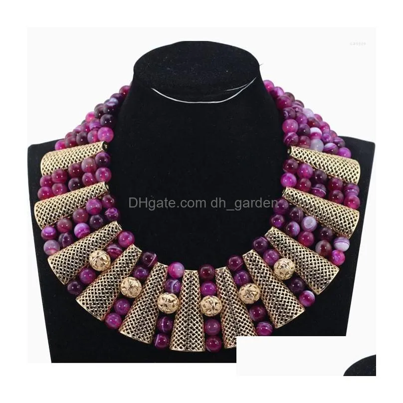 chains latest chunky statement necklace rose pink stone beads jewelry gothic fashion ladies wedding party abh429