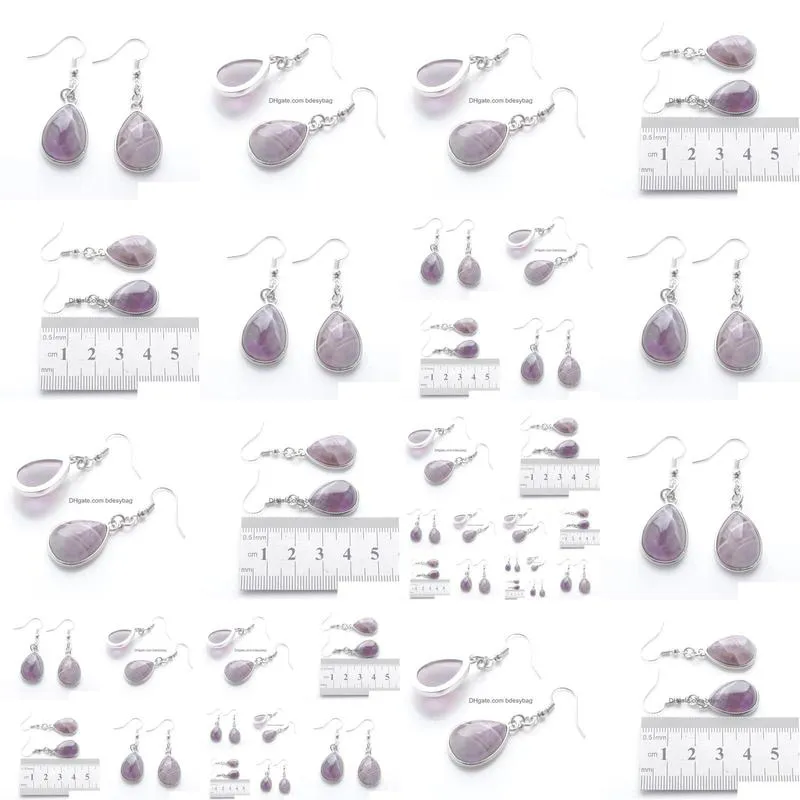 women dangle chandelier earrings natural amethysts gem stone teardrop bead reiki healing earrings bohemian jewelry r3177