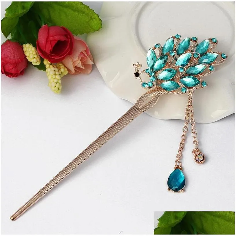  gift hairpin classic retro style hairpin tassel step rock drill decoration costume headdress fz014 mix order 20 pieces a lot