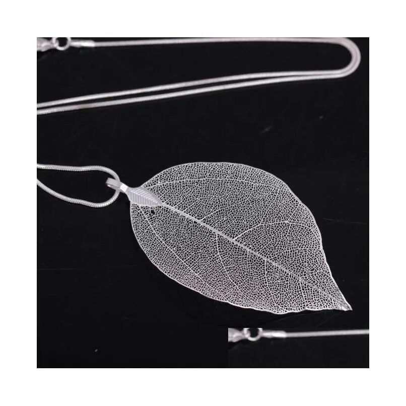leaf goldplated long necklace simple and simple leaf sweater chain gsfn392 with chain mix order pendant necklaces