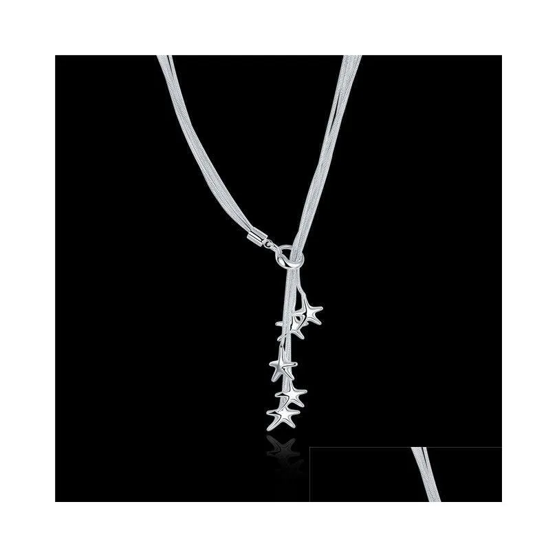 uni sterling silver plated tai chi hanging star chains necklace gssn91 fashion lovely 925 silver plate jewelry necklaces chain