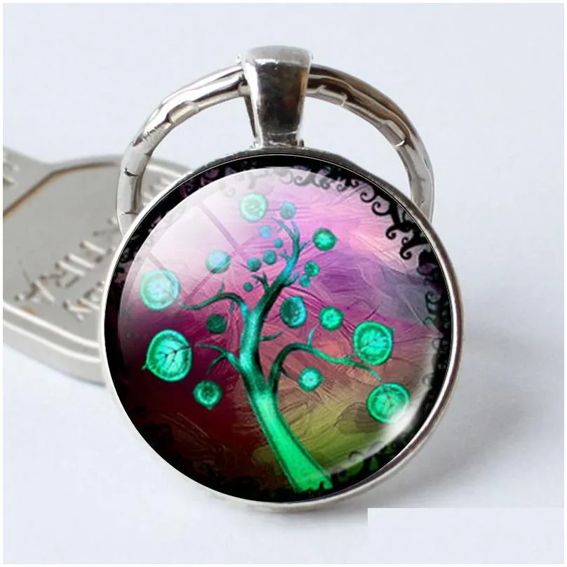  ship creative tree of life time gemstone crystal keychain pendant gift key rings gskr390 mix order 20 pieces a lot keychains