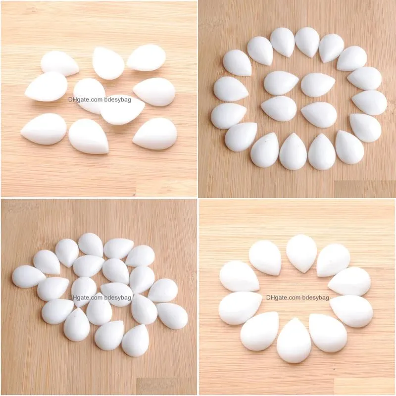 natural white jade gemstones teardrop 13x18mm cabochon no hole loose beads for diy jewelry making earrings bracelets necklace rings accessories