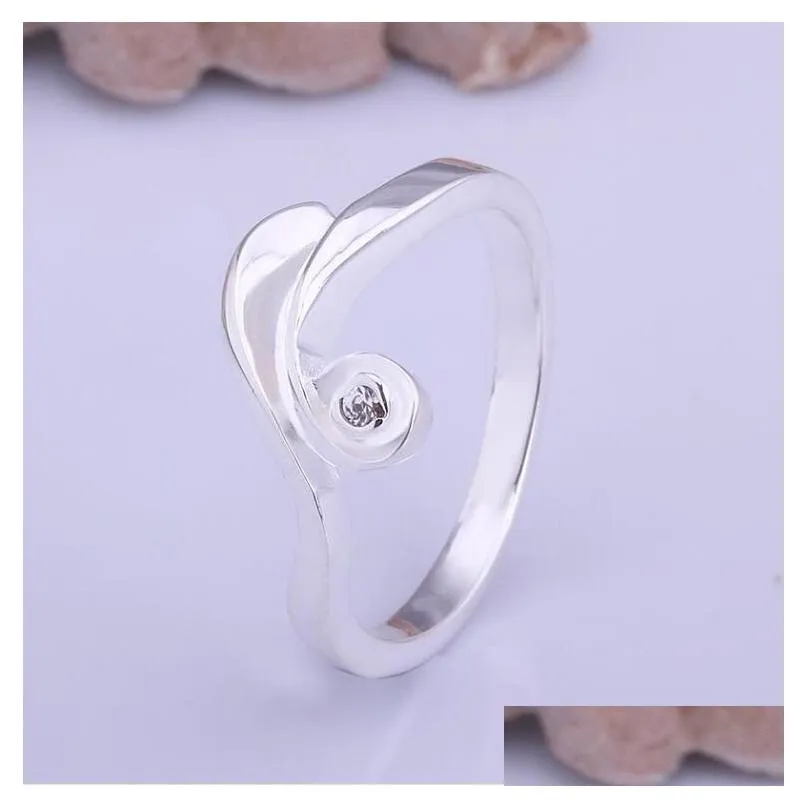 womens sterling silver plated inlaid round zircon ring gssr405 fashion 925 silver plate rings