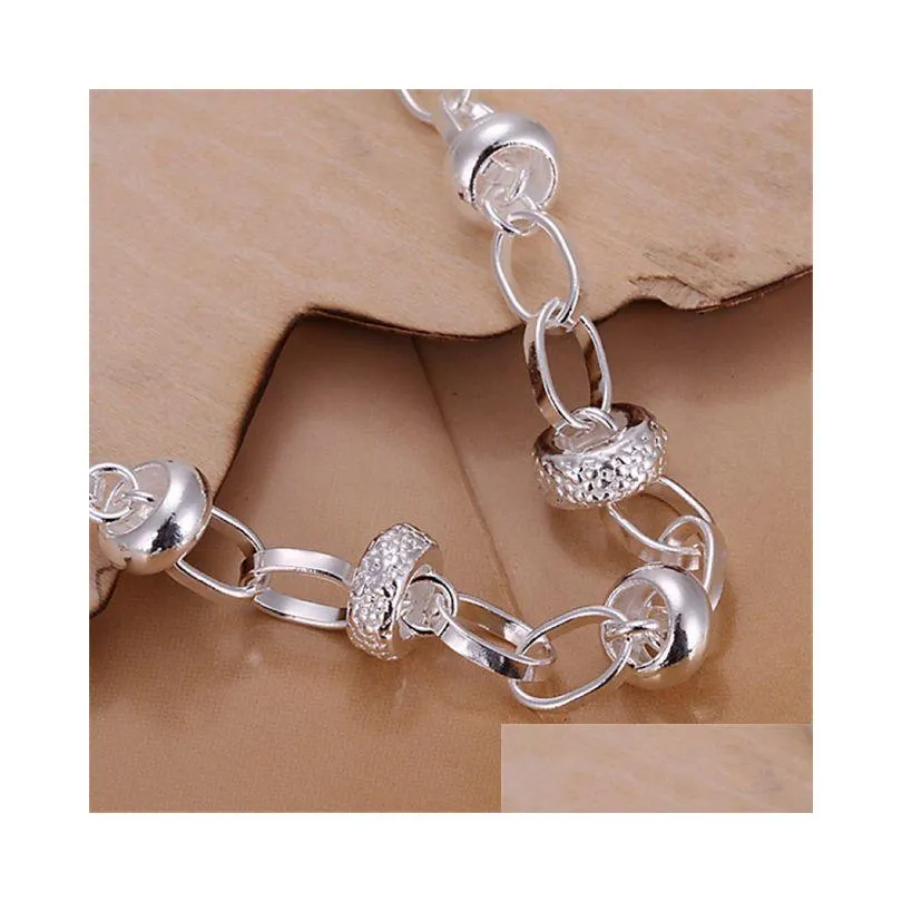 womens sterling silver plated hanging small peach heart charm bracelet gssb123 fashion 925 silver plate jewelry bracelets