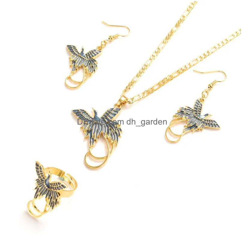 necklace earrings set gold color png jewellery crystal bird pendant necklaces papua guinea wedding bridal party women girls gifts