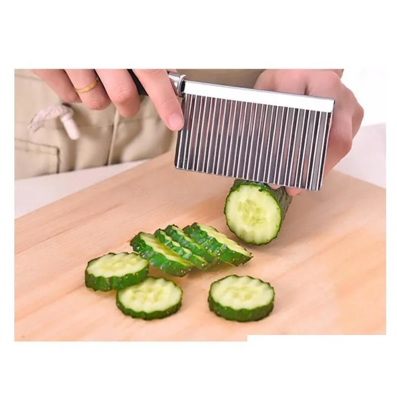 kitchen cooking tool stainless steel vegetable fruit wavy cutter potato cucumber carrot waves cutting slicer