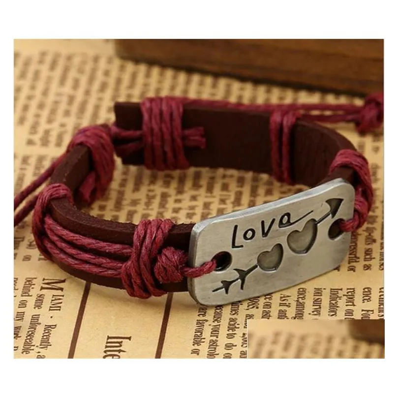 an arrow pierces the heart genuine leather bracelet lovers jewelry valentines day gift gsfb059 mix order 20 pieces a lot charm