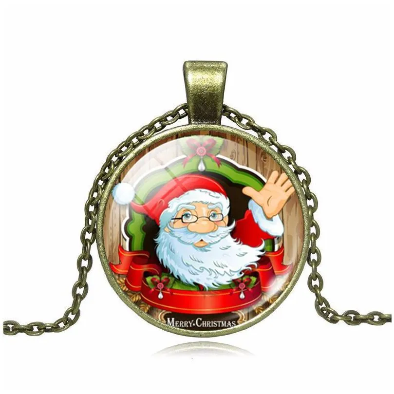 happy christmas time gemstone glass pendants necklace gsfn549 with chain mix order pendant necklaces