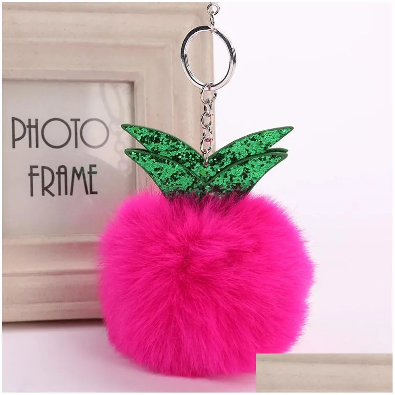 high qualitylittle pineapple cartoon plush keychain ladies fur pendant gift key rings gskr362 mix order 20 pieces a lot keychains